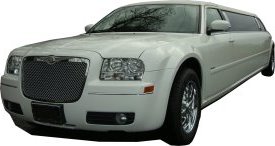 White Chrysler limo for hire, School Proms, Birthday celebrations and anniversaries. Cars for Stars (Birmingham)